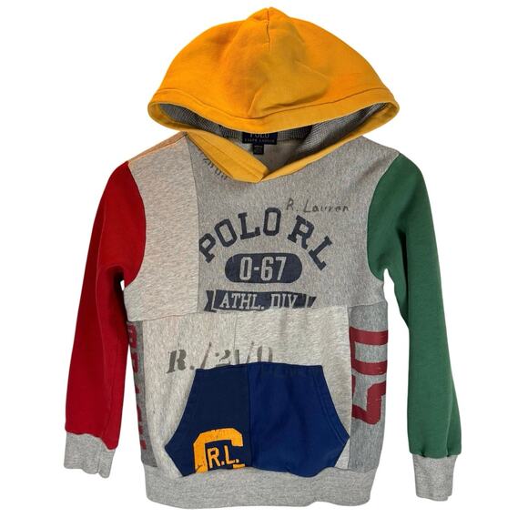 Polo Ralph Lauren Other - Polo Ralph Lauren Boy’s M Patchwork Hoodie Pullover Varsity Athletic Division